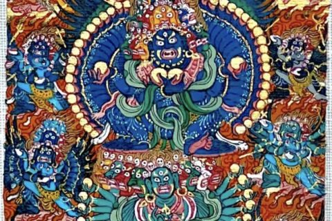 编号118-3313121：彩绘小唐卡-大殊胜嘿噜嘎（长方形·5*4CM左右）