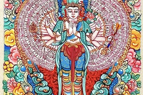 编号118-3477162：彩绘小唐卡-千手观音（长方形·5*4CM左右）