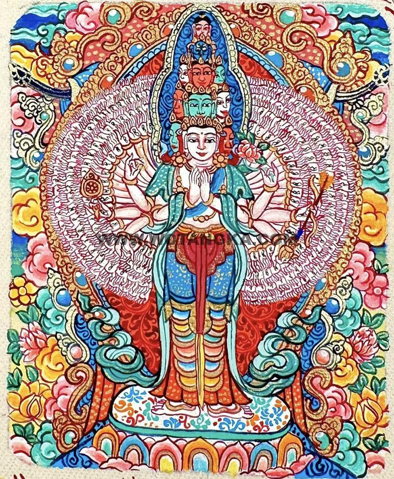 编号118-3477162：彩绘小唐卡-千手观音（长方形·5*4CM左右）