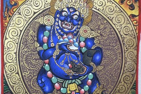 编号118-4090803：彩绘小唐卡-黑财神（长方形·5*4CM左右）