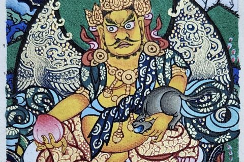 编号118-4459275：彩绘小唐卡-黄财神（长方形·5*4CM左右）