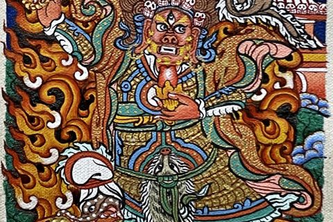 编号118-5148758：彩绘小唐卡-大红司命主（长方形·5*4CM左右）