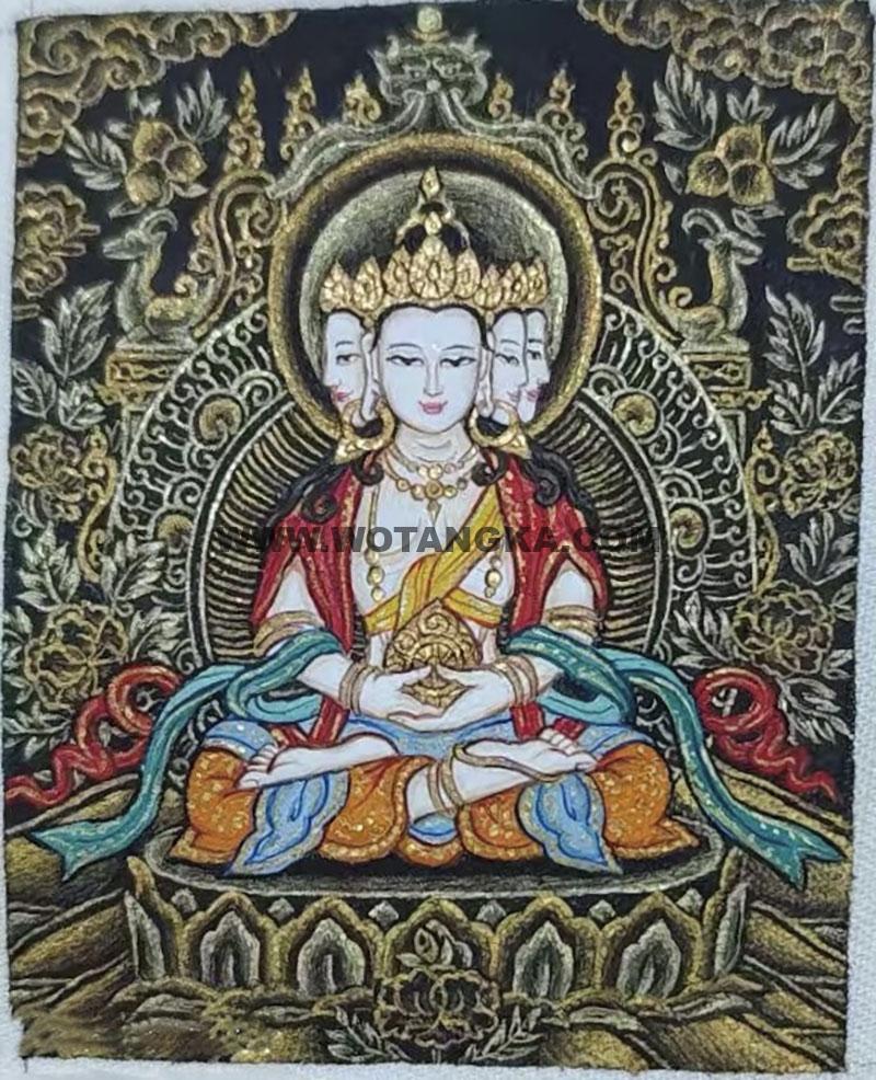编号118-5984229：黑金小唐卡-四面大日如来（长方形·5*4CM左右）