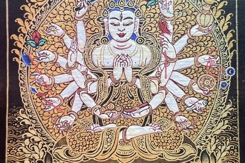 编号118-6196803：黑金小唐卡-准提佛母（长方形·5*4CM左右）