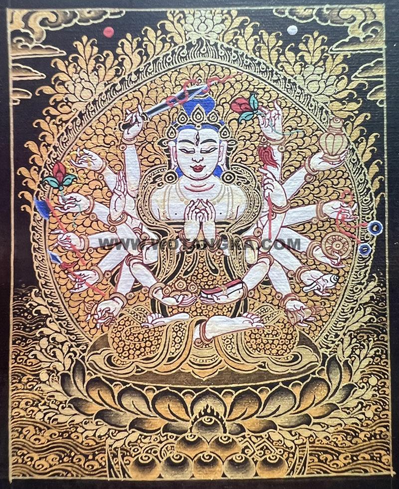 编号118-6196803：黑金小唐卡-准提佛母（长方形·5*4CM左右）