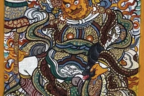 编号118-6508922：彩绘小唐卡-财宝天王（长方形·5*4CM左右）