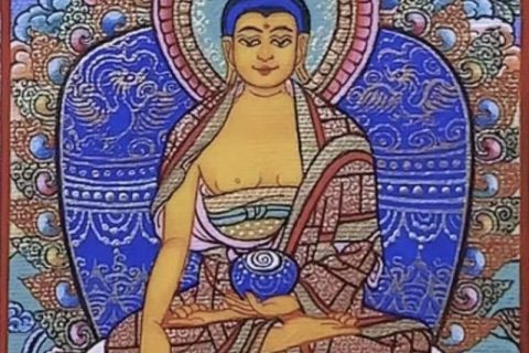 编号118-6528240：彩绘小唐卡-释迦牟尼佛（长方形·5*4CM左右）