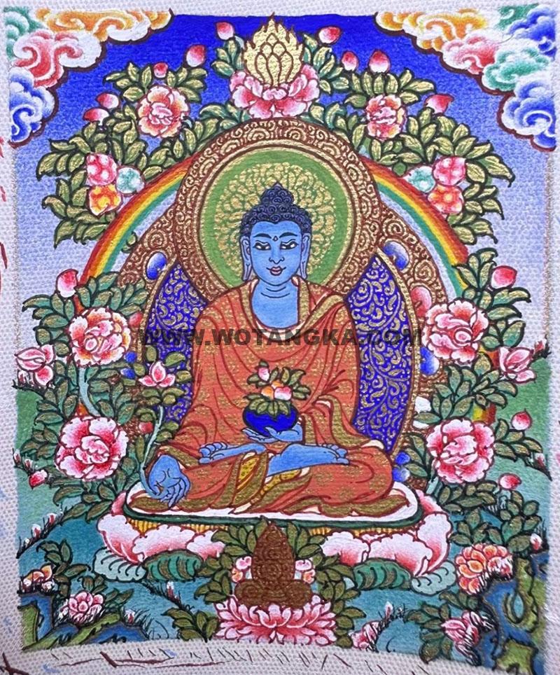 编号118-6784951：彩绘小唐卡-药师佛（长方形·5*4CM左右）