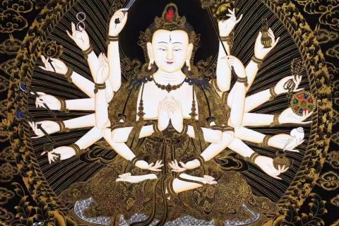 编号138-219341：黑金唐卡-准提佛母（76*54CM左右）