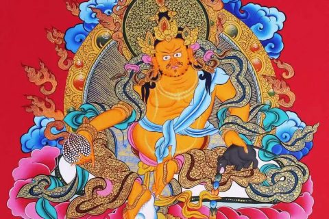 编号138-637271：彩绘唐卡-黄财神（60*45CM左右）