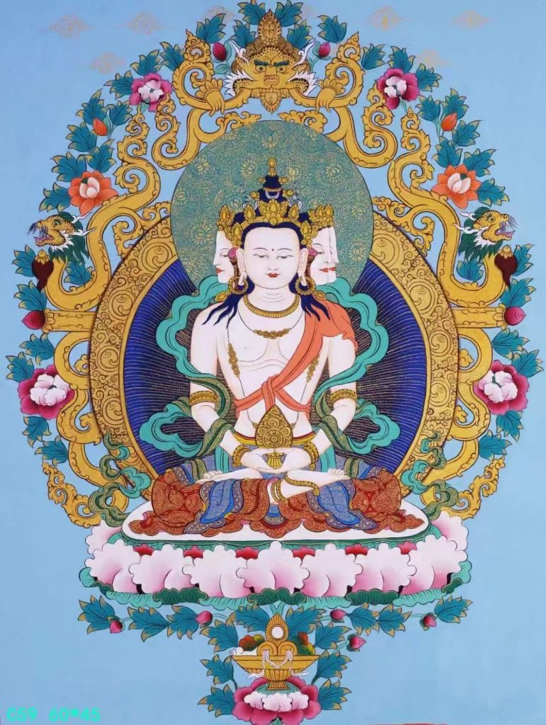 编号138-733279：彩绘唐卡-四面大日如来（60*45CM左右）