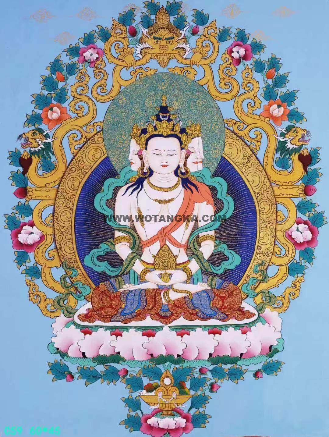 编号138-733279：彩绘唐卡-四面大日如来（60*45CM左右）