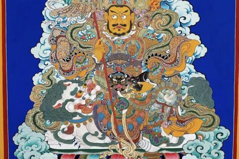 编号188-155301：彩绘唐卡-财宝天王（80*60CM左右）