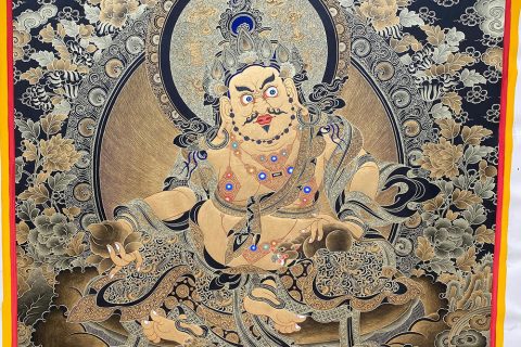 编号188-175603：黑金唐卡-黄财神（60*45CM左右）
