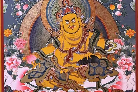 编号188-178128：彩绘唐卡-黄财神·五方财神（80*60CM左右）