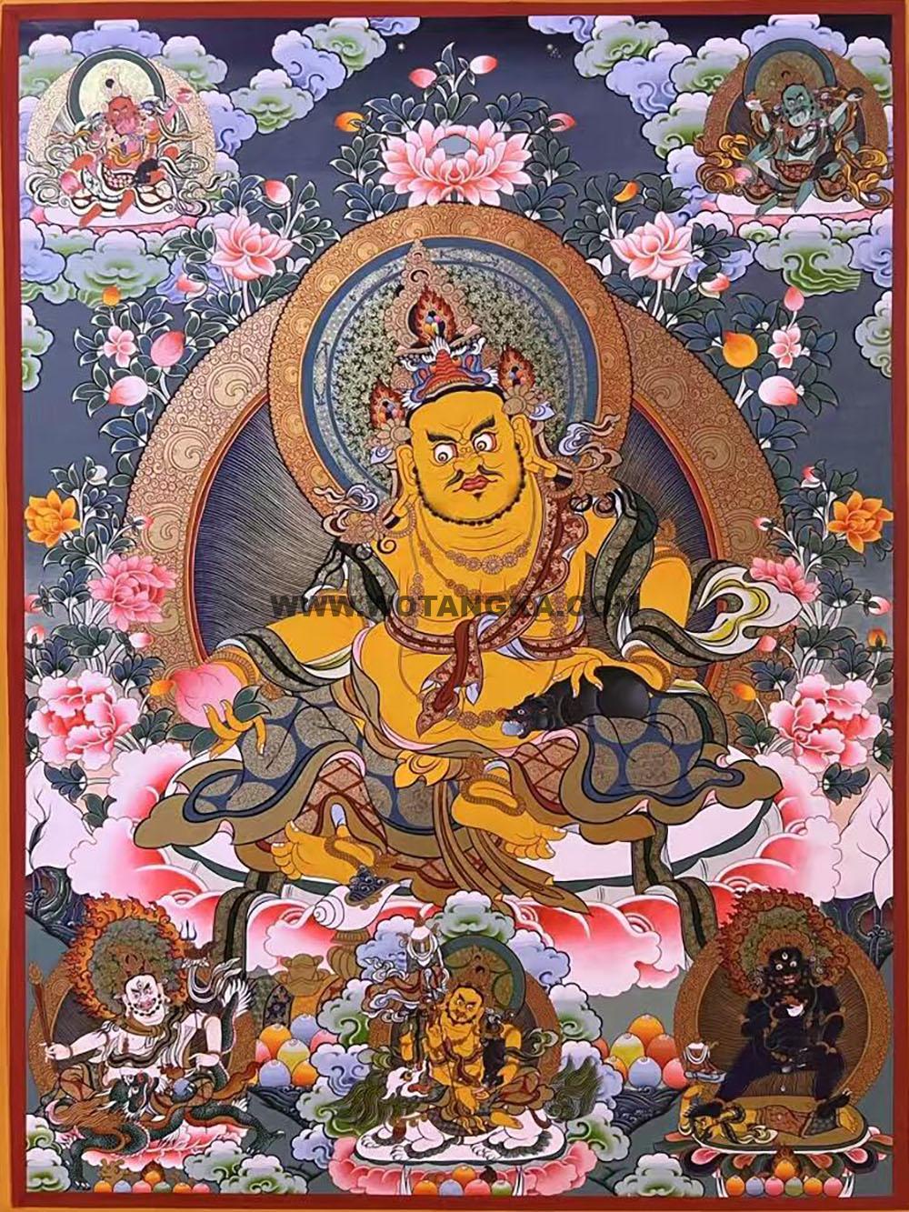 编号188-178128:彩绘唐卡-黄财神·五方财神(80*60CM左右)