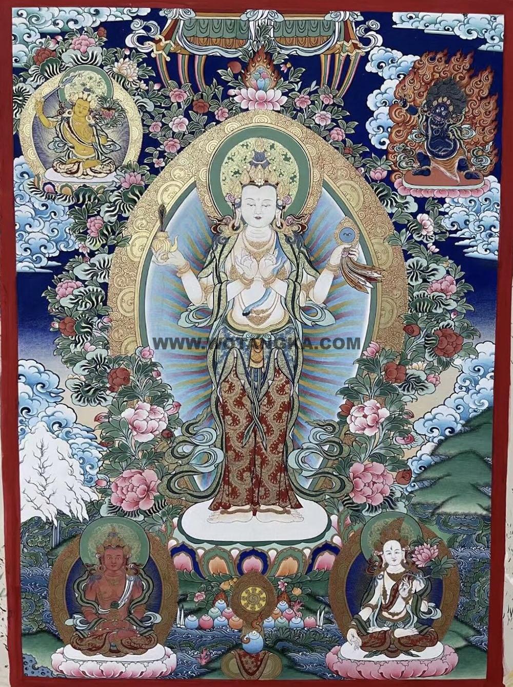 热贡-尖木措·画院:彩绘唐卡-启目观音(80*60CM左右)