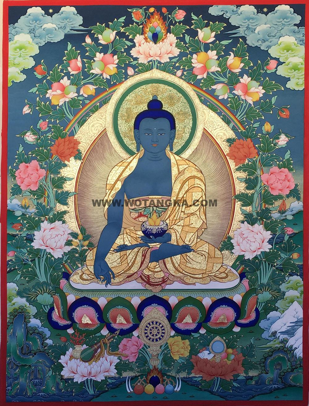 编号188-275480:彩绘唐卡-药师佛(60*45CM左右)