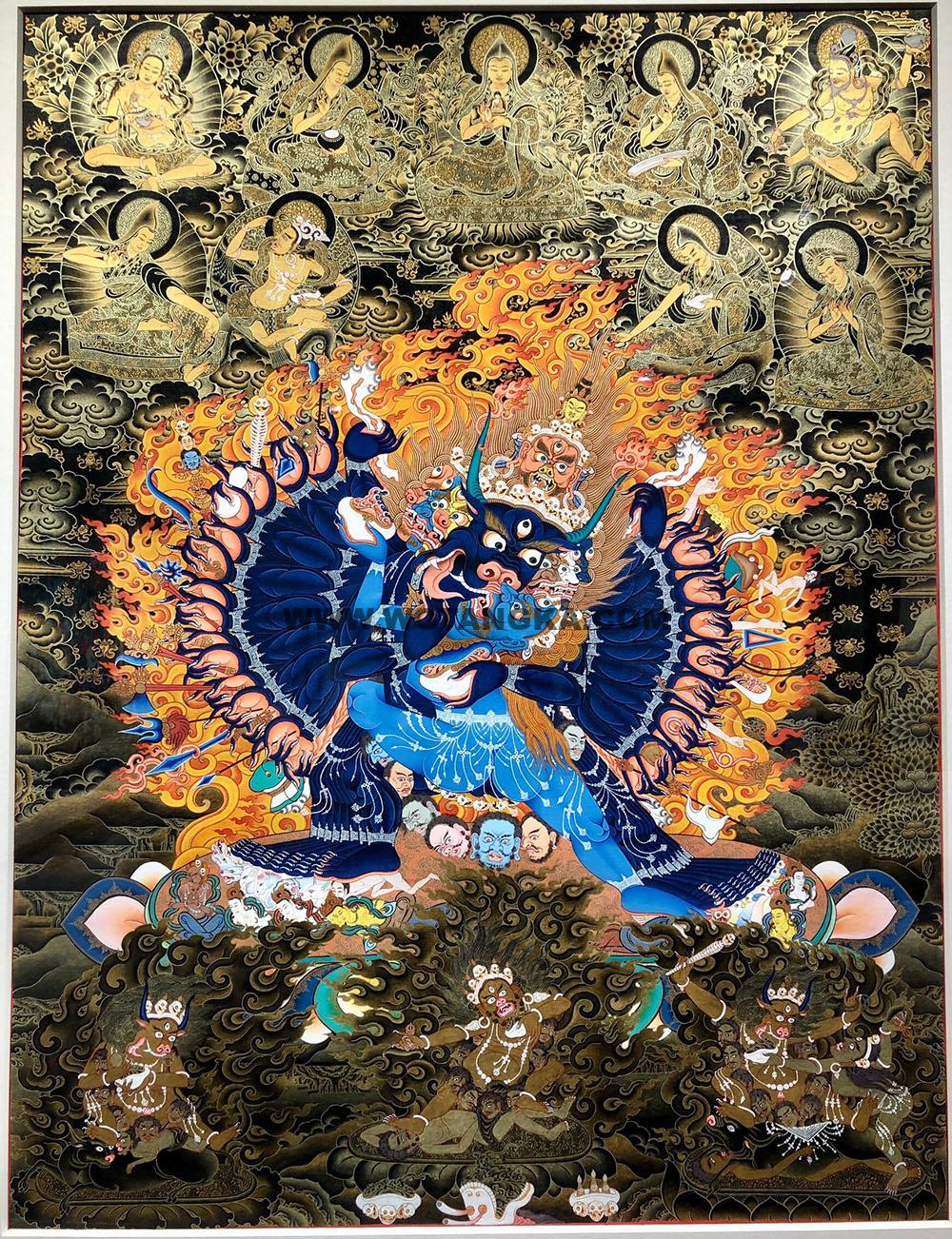 编号188-453792:黑金唐卡-大威德金刚(120*90CM左右)