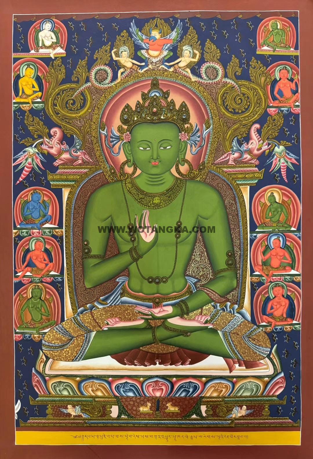 编号188-692781：彩绘唐卡-不空成就佛·五方佛（80*60CM左右）