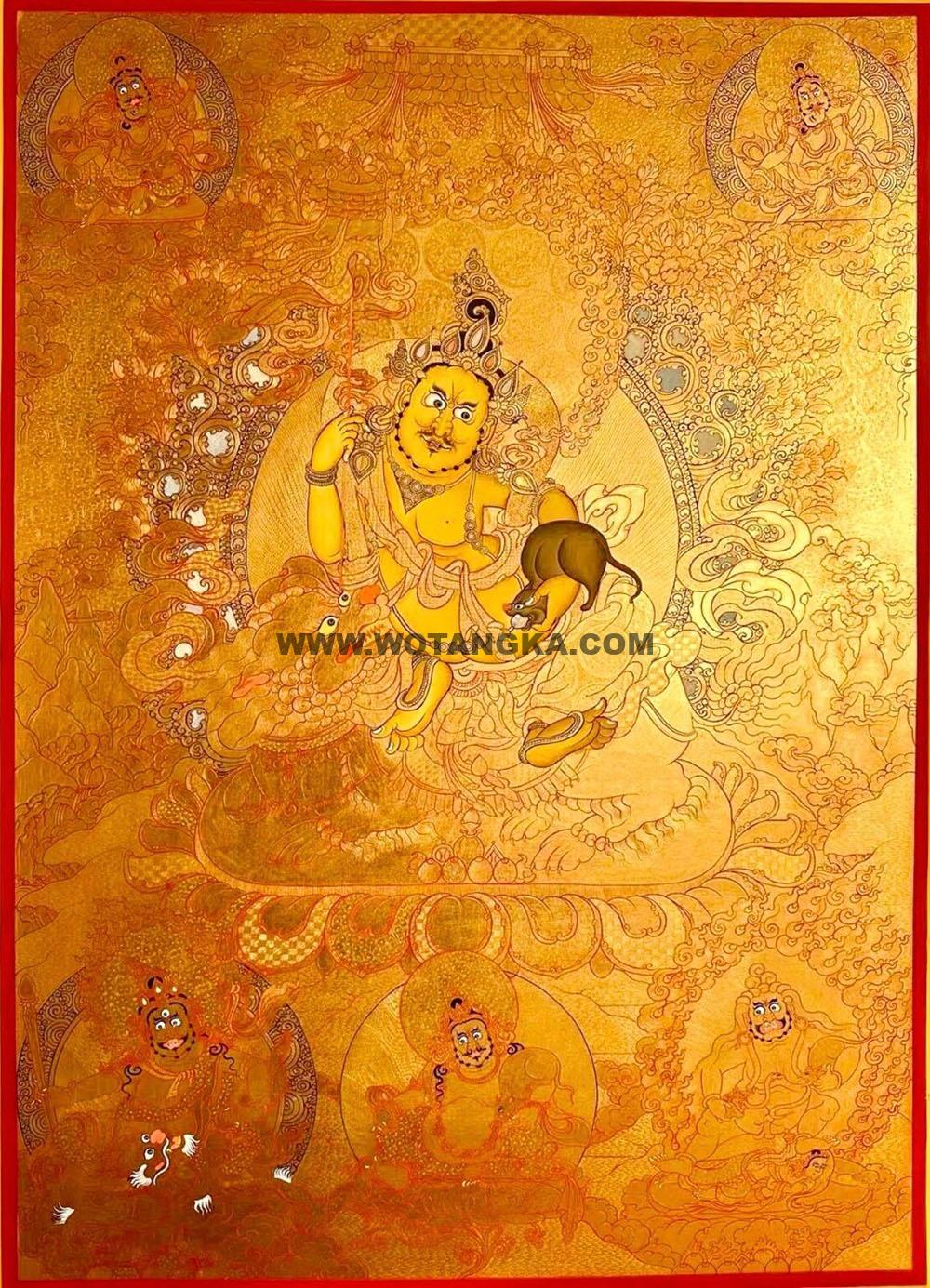 编号188-741691:黄金唐卡-财宝天王· 五方财神(80*60CM左右)