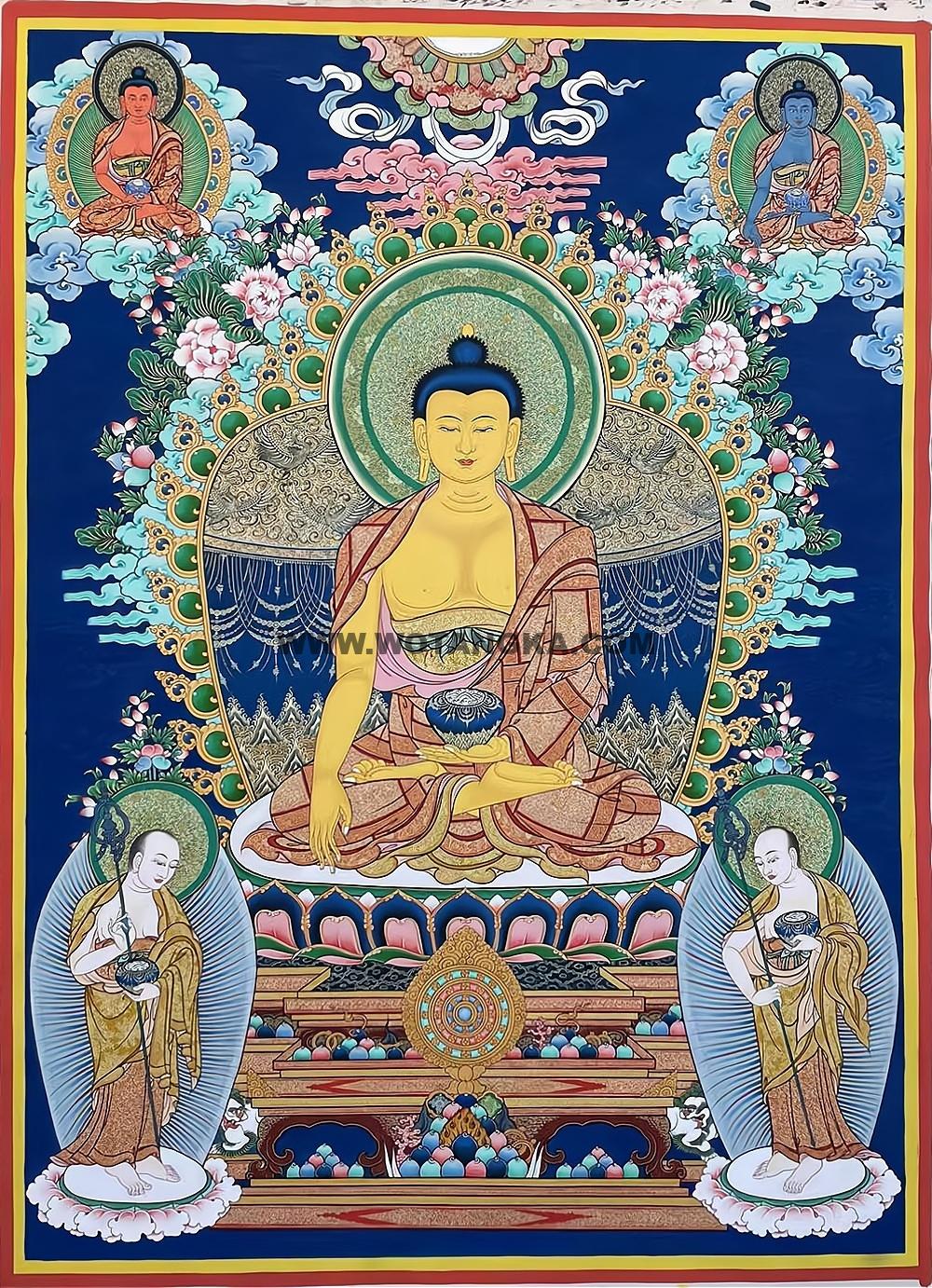 热贡-尖木措·画院:彩绘唐卡-释迦牟尼佛(80*60CM左右)