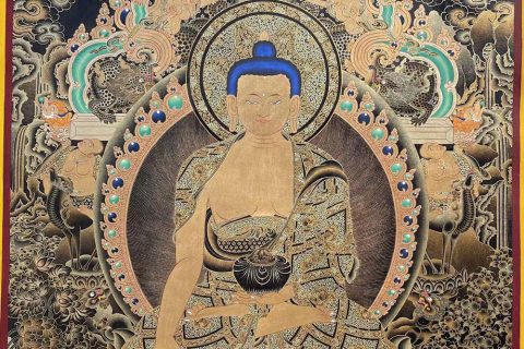 编号188-797010：黑金唐卡-释迦牟尼佛（80*60CM左右）