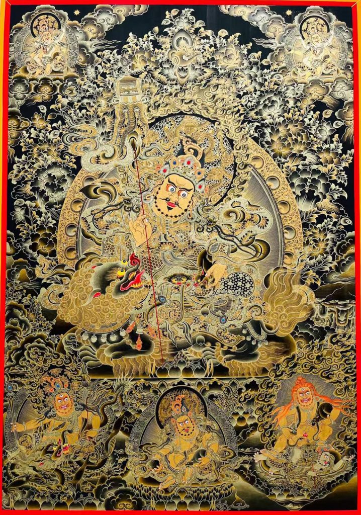 编号188-820623：黑金唐卡-财宝天王·五方财神（100*70CM左右）