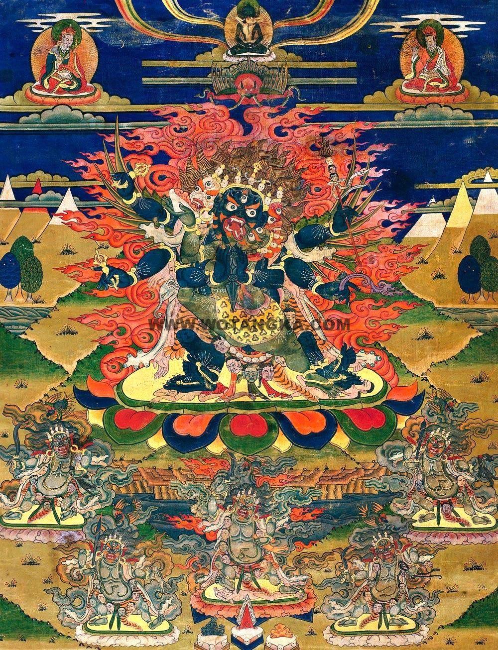 沃唐卡编号AC13907：六臂双身普巴金刚