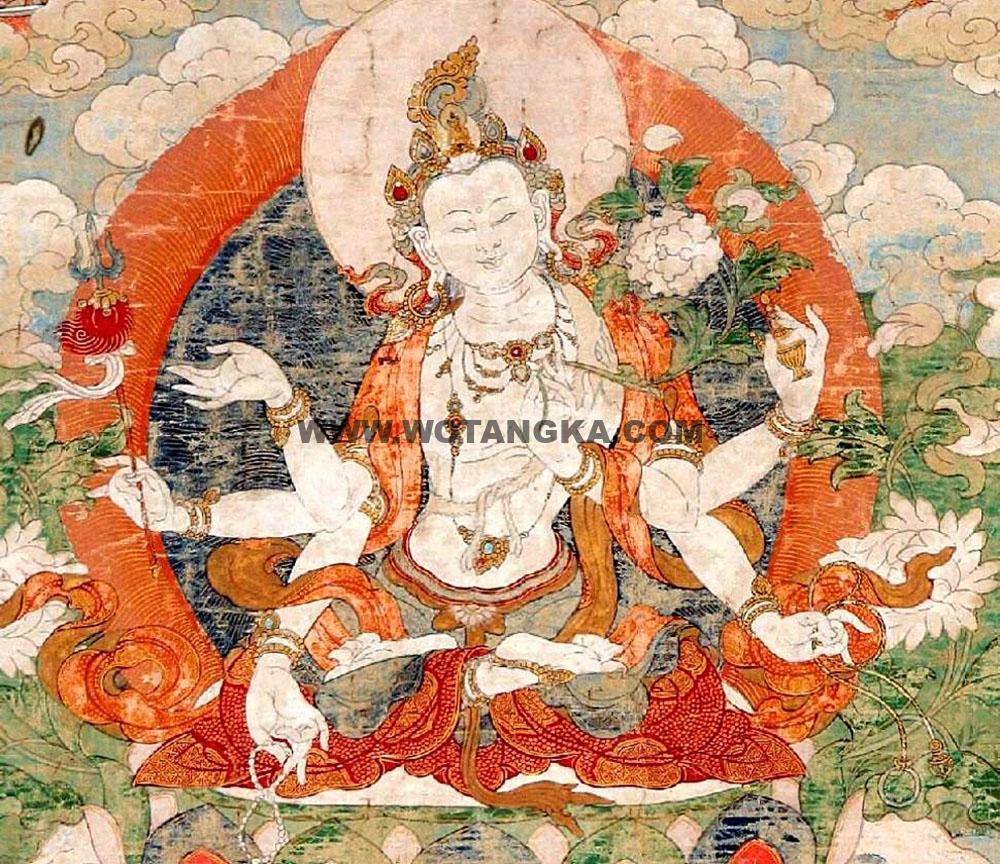 沃唐卡编号AC15176：六臂坐姿不空绢索观音