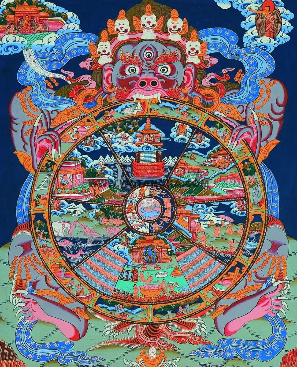 沃唐卡编号AC67837:六道轮回图