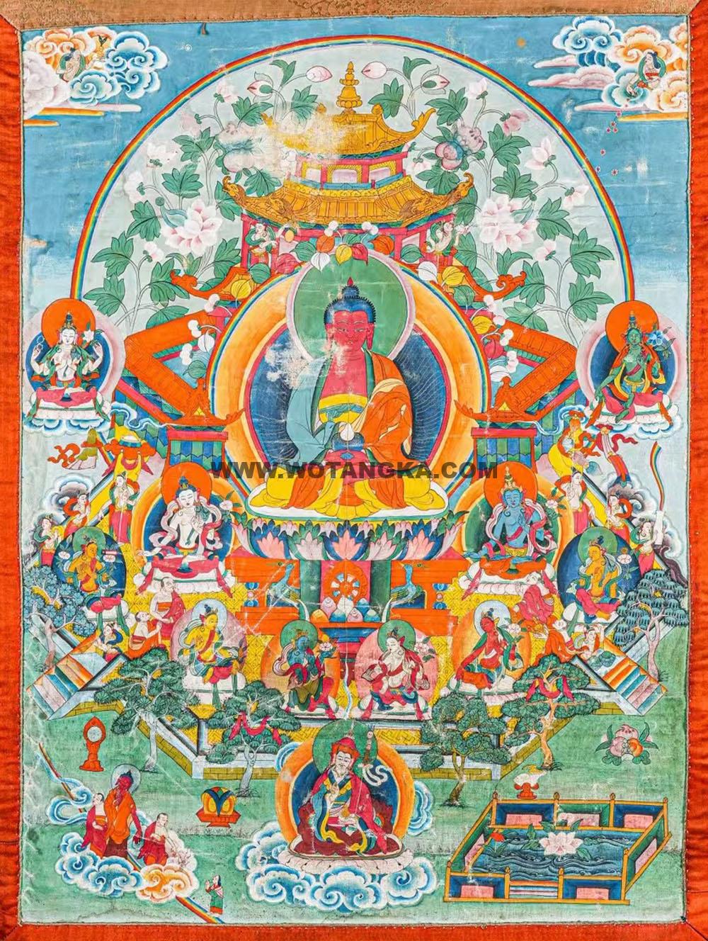 沃唐卡编号AC75969：阿弥陀佛西方极乐净土