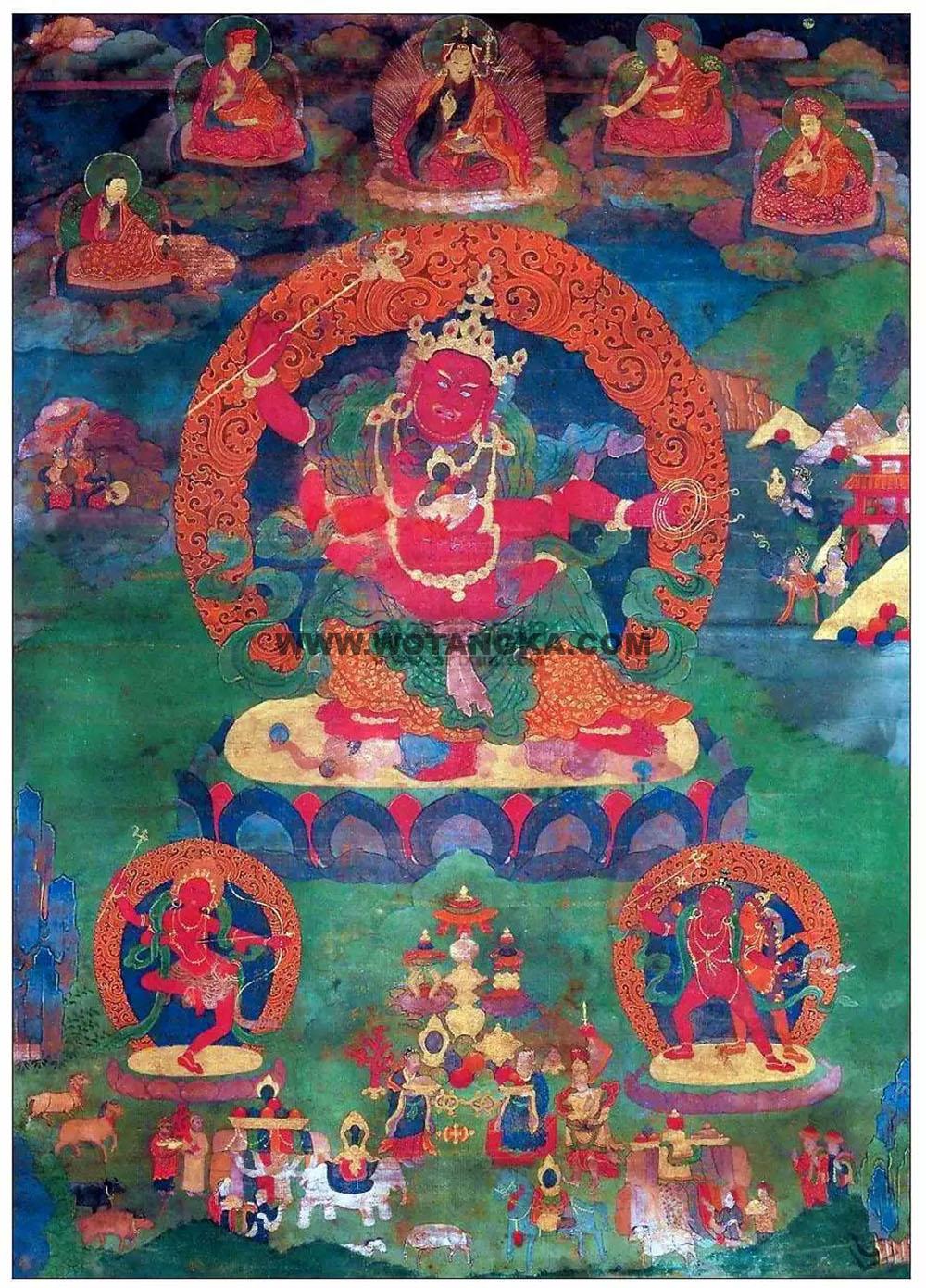 沃唐卡编号AC82878：三面六臂红财神