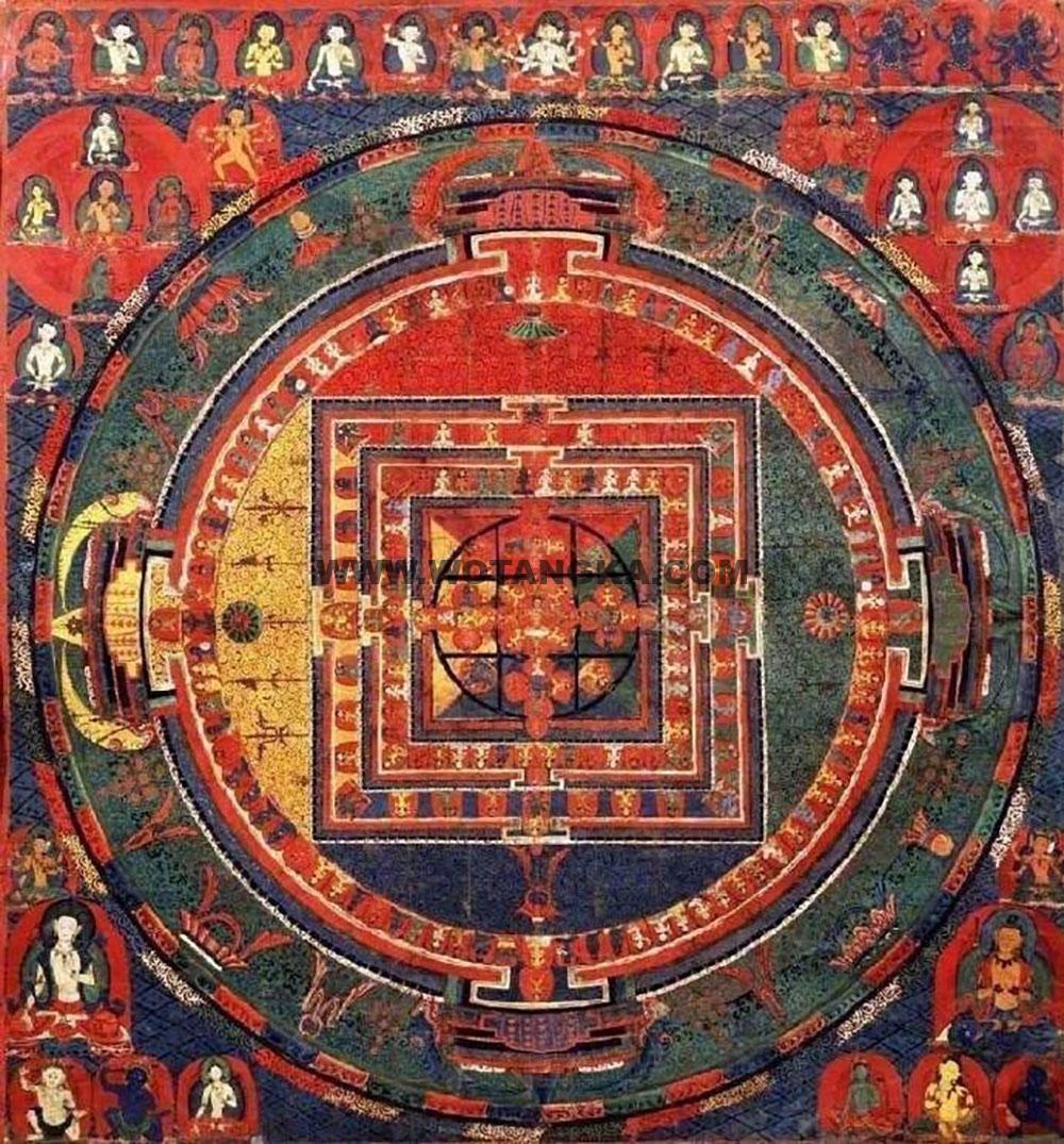 沃唐卡编号AC83030：文殊菩萨法界坛城