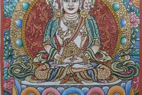 编号118-1277142：彩绘小唐卡-四面大日如来（长方形·5*4CM左右）