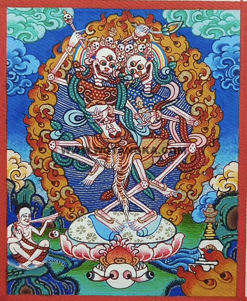 编号118-2108769：彩绘小唐卡-尸陀林主（长方形·5*4CM左右）