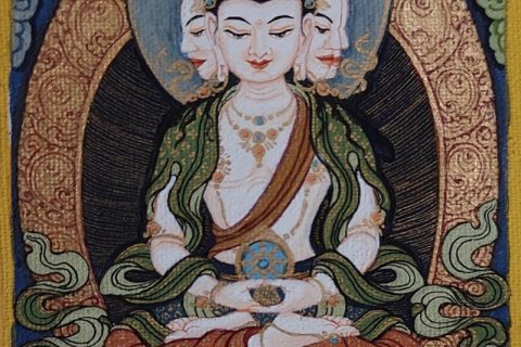 编号118-2629877：彩绘小唐卡-四面大日如来（长方形·5*4CM左右）