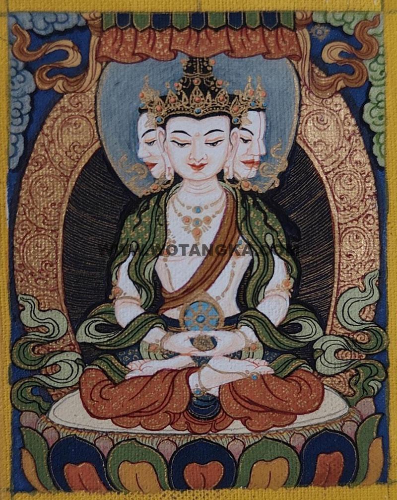编号118-2629877：彩绘小唐卡-四面大日如来（长方形·5*4CM左右）