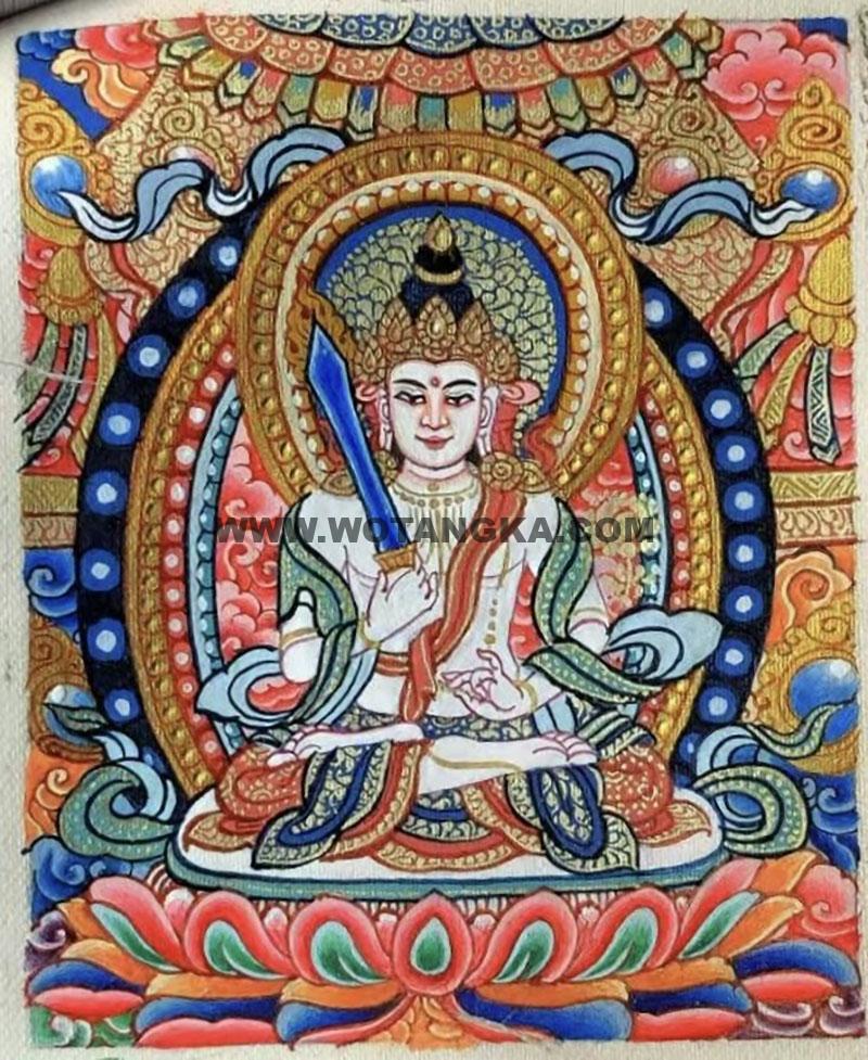 编号118-2768142：彩绘小唐卡-虚空藏菩萨（长方形·5*4CM左右）
