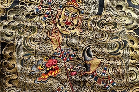 编号118-3479131：黑金小唐卡-财宝天王（长方形·5*4CM左右）