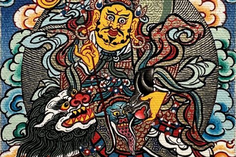 编号118-3488439：彩绘小唐卡-财宝天王（长方形·5*4CM左右）