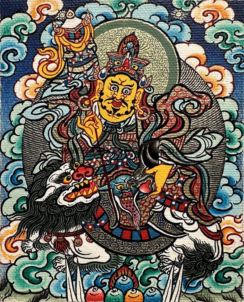 编号118-3488439：彩绘小唐卡-财宝天王（长方形·5*4CM左右）