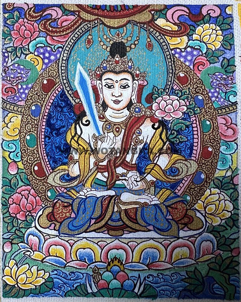 编号118-3613922：彩绘小唐卡-虚空藏菩萨（长方形·5*4CM左右）