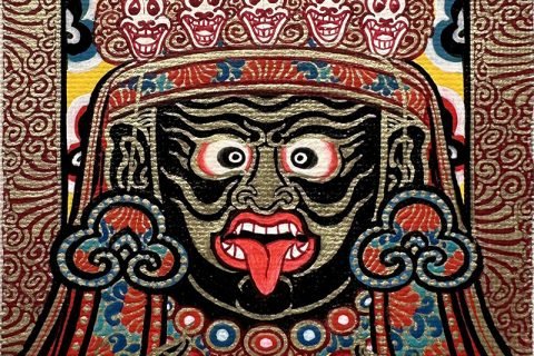 编号118-3962514：黑金小唐卡-扎基拉姆（长方形·5*4CM左右）