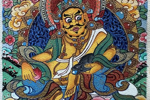 编号118-3963957：彩绘小唐卡-黄财神（长方形·5*4CM左右）