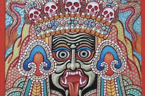 编号118-4004104：彩绘小唐卡-扎基拉姆（长方形·5*4CM左右）