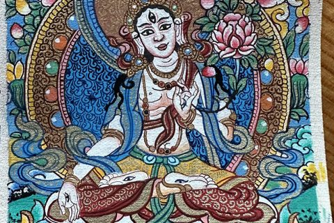 编号118-4224904：彩绘小唐卡-白度母（长方形·5*4CM左右）