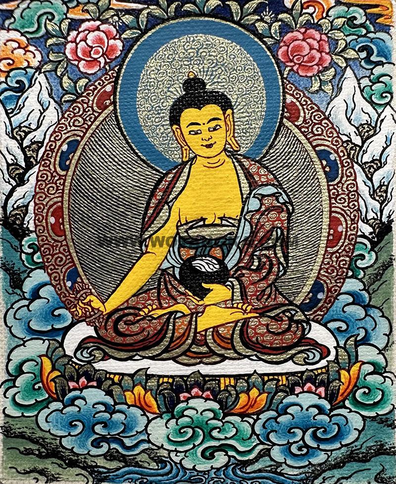 编号118-4326448：彩绘小唐卡-莲师八变·释迦狮子（长方形·5*4CM左右）