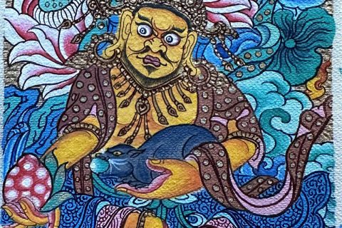 编号118-4383183：彩绘小唐卡-黄财神（长方形·5*4CM左右）