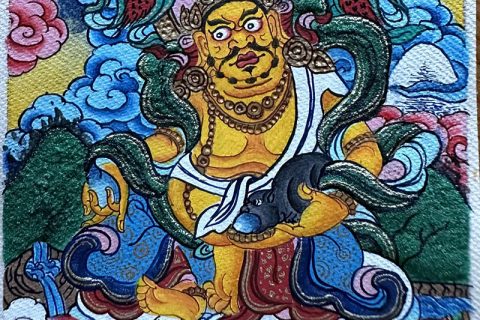 编号118-4419120：彩绘小唐卡-黄财神（长方形·5*4CM左右）